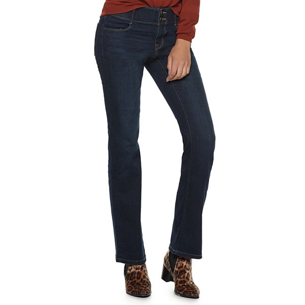 Apt 9 Jean Bootcut Mid Rise Straight Hip Thigh Heavily Embellished Dark  Jeans 