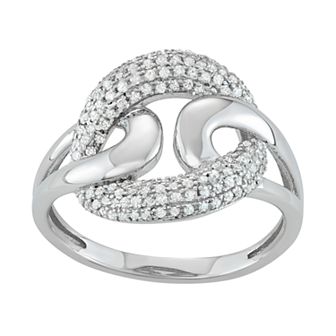 Jewelexcess Sterling Silver 1/3 Carat T.W. Diamond Interlocking Ring