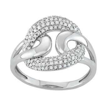 Jewelexcess Sterling Silver 1/3 Carat T.W. Diamond Interlocking Ring