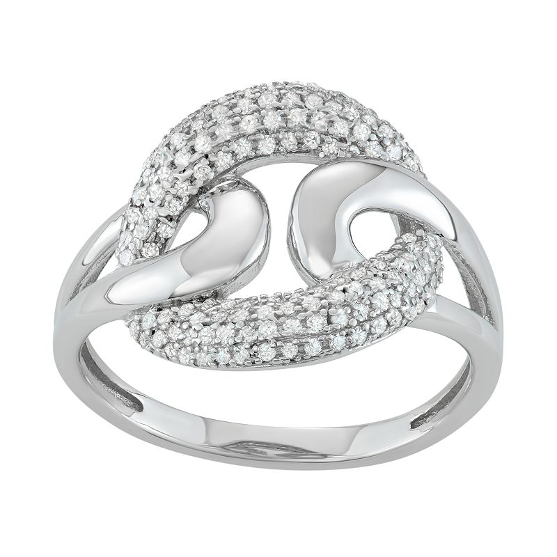 『TW RING SILVER』 Jewelexcess Sterling Silver 1/3 Carat T.W. Diamond Interlocking Ring