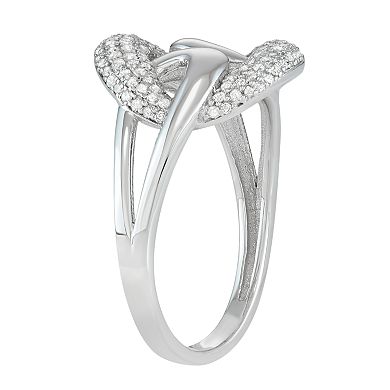 Jewelexcess Sterling Silver 1/3 Carat T.W. Diamond Interlocking Ring