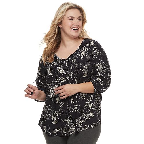 Plus Size SONOMA Goods for Life™ Printed Pintuck Peasant Top