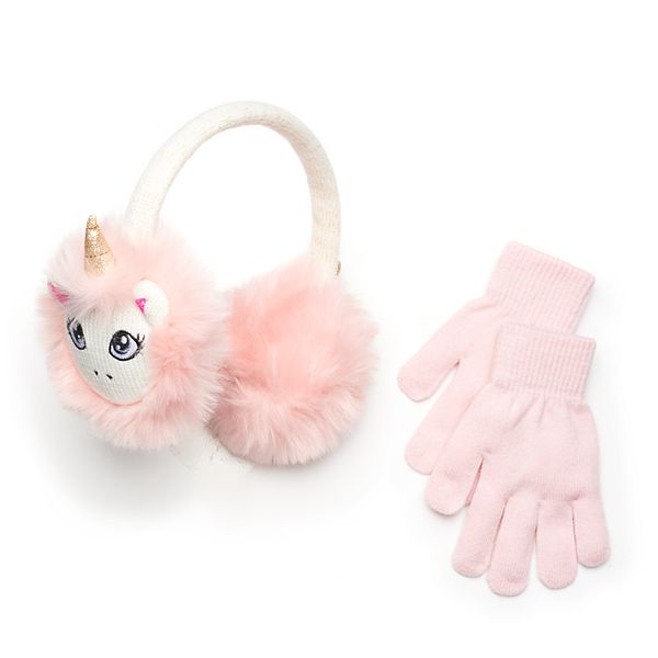 Girls 4 16 So Unicorn Earmuffs Gloves Set - faux fur ears roblox