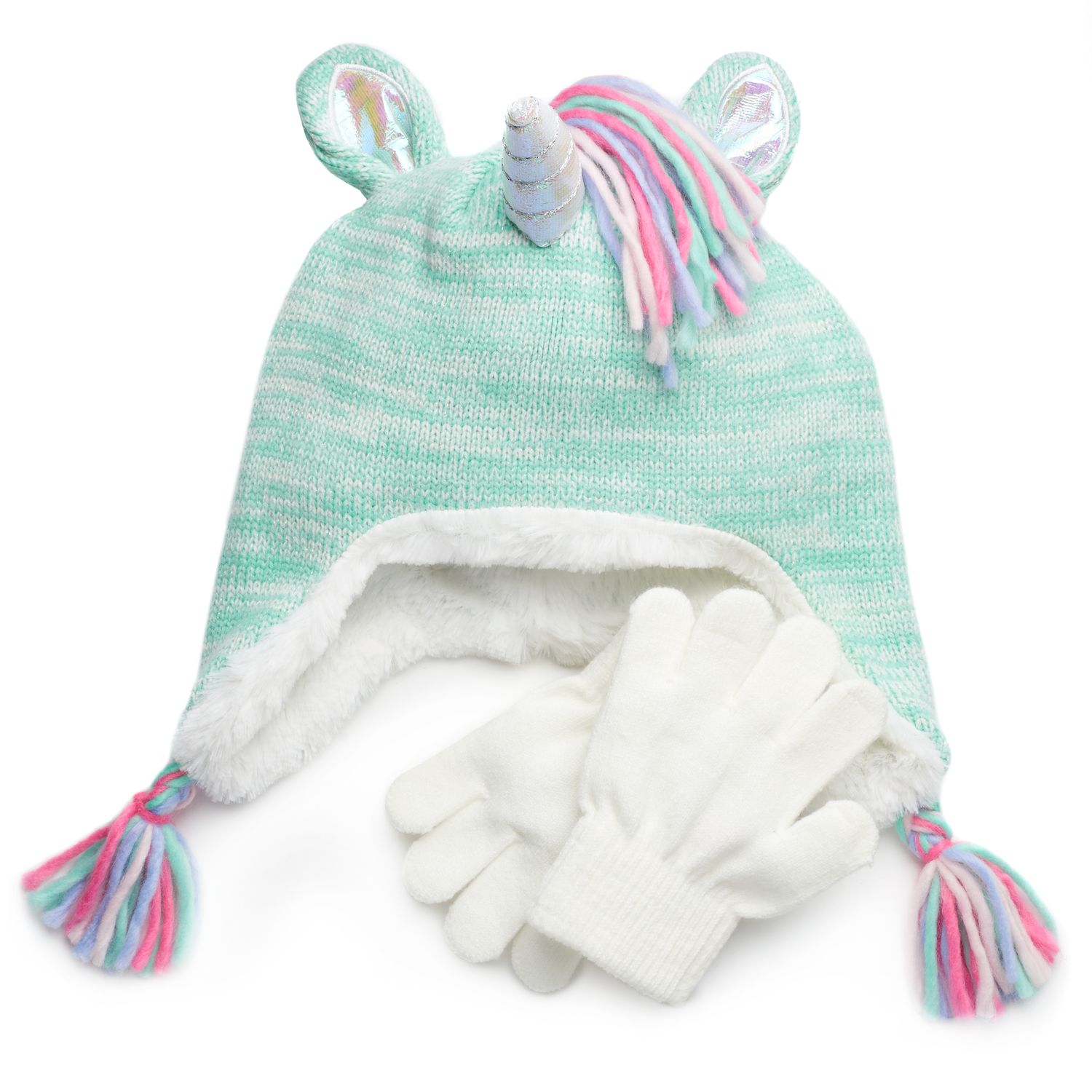 unicorn hat scarf and gloves all in one