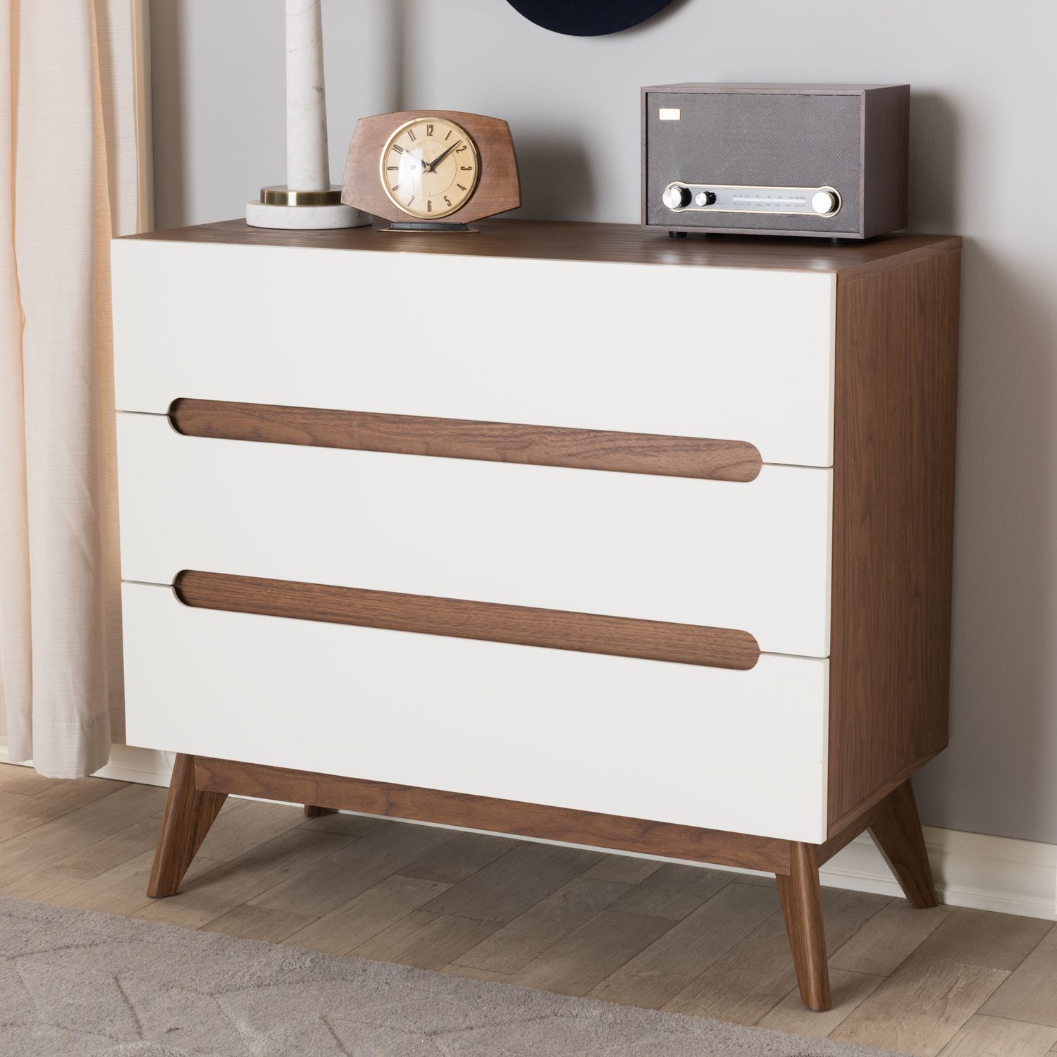 Baxton Studio Calypso Mid Century 3 Drawer Dresser   3315659