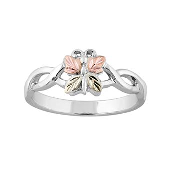 Black Hills Gold Tri-Tone Butterfly Ring in Sterling Silver