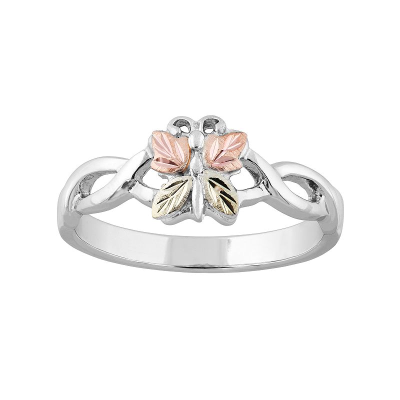 Black Hills Gold Tri-Tone Butterfly Ring in Sterling Silver, Women's, Size: 9