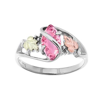 Black Hills Gold Tri-Tone Pink Cubic Zirconia Ring in Sterling Silver