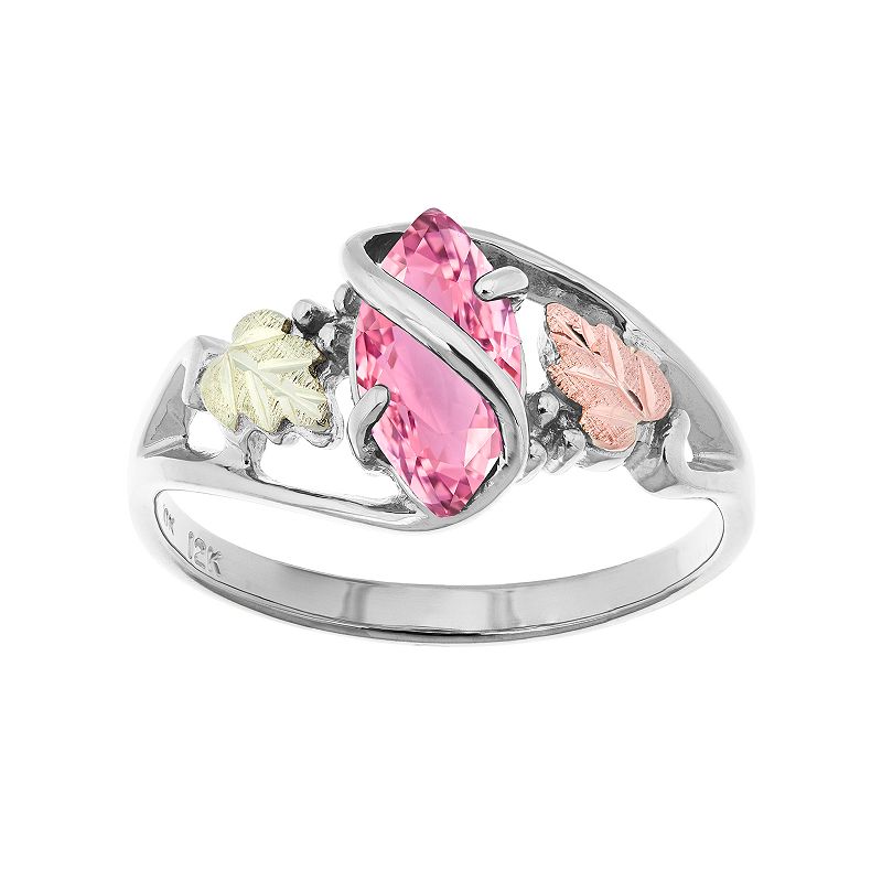 Black Hills Gold Tri-Tone Pink Cubic Zirconia Ring in Sterling Silver, Wome