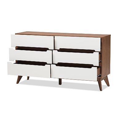 Baxton Studio Calypso Mid-Century 6-Drawer Dresser