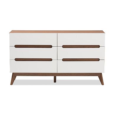 Baxton Studio Calypso Mid-Century 6-Drawer Dresser