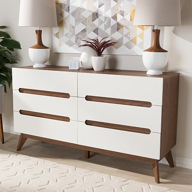 Baxton Studio Calypso Mid-Century 6-Drawer Dresser