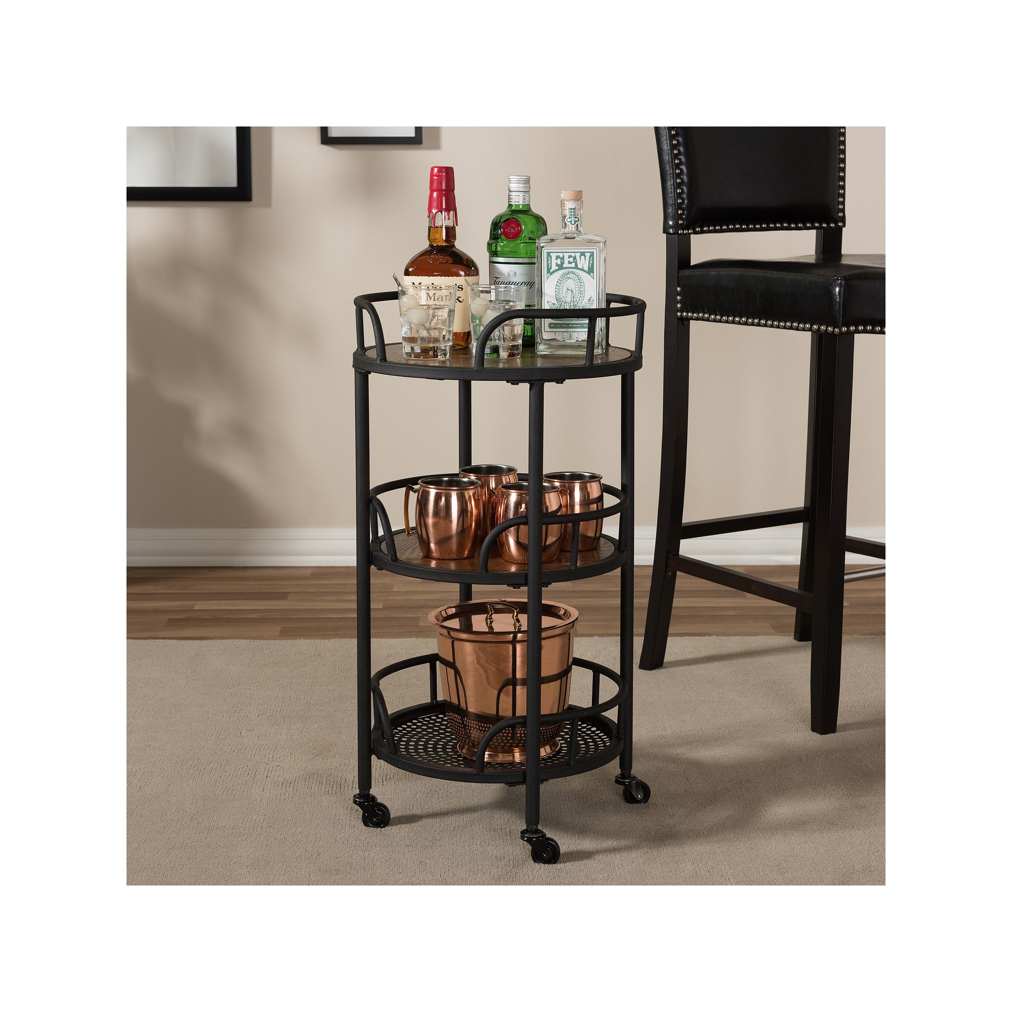 Baxton Studio Bristol Bar Cart, Black
