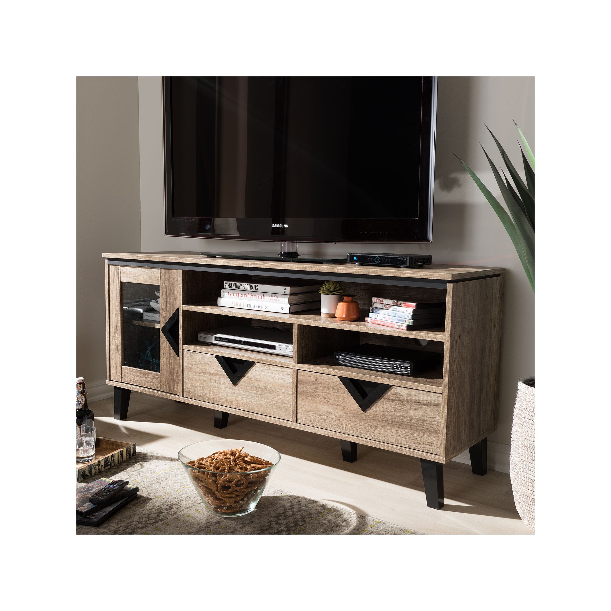 Baxton Studio Cardiff TV Stand, Light Brown