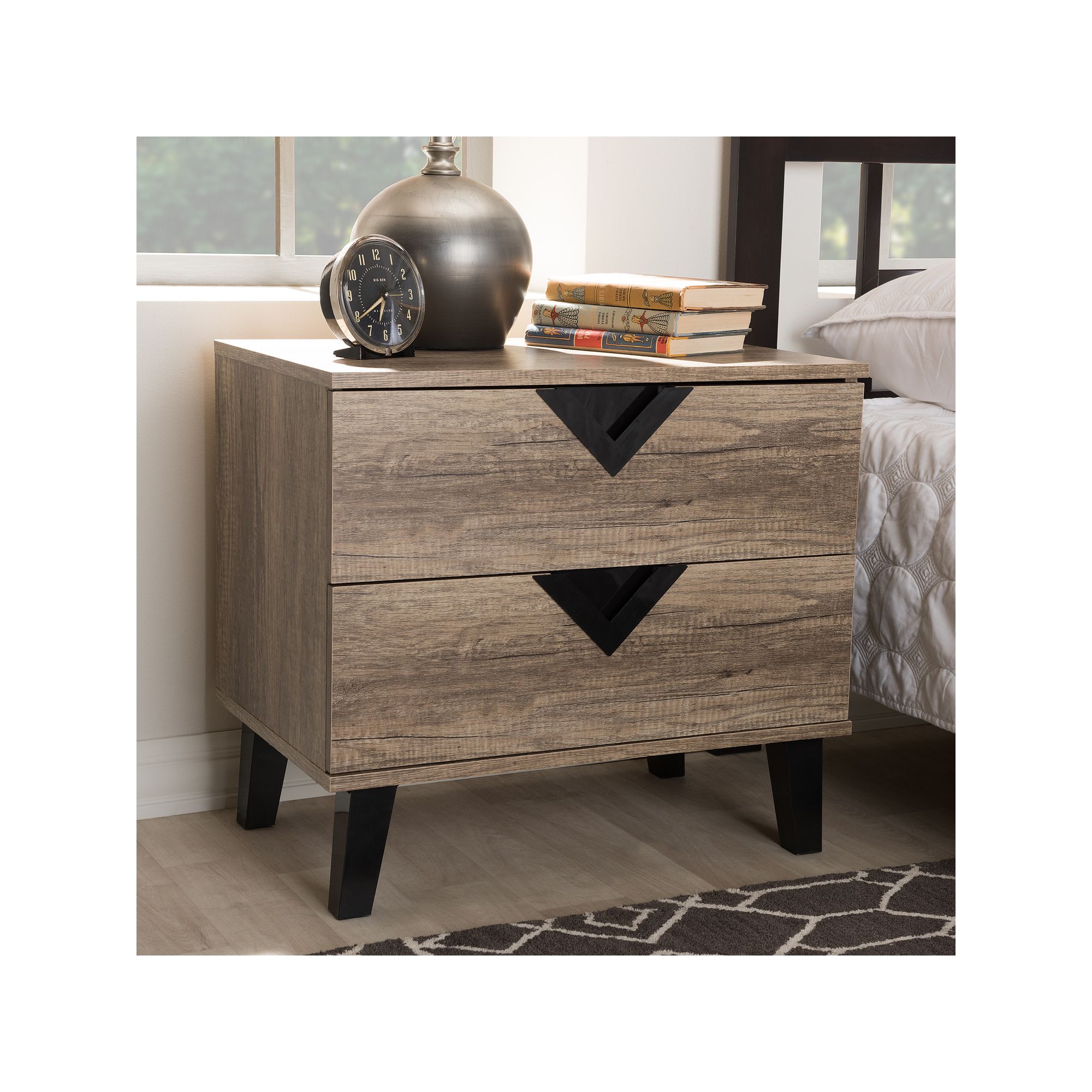 Baxton Studio Swanson Nightstand, Light Brow