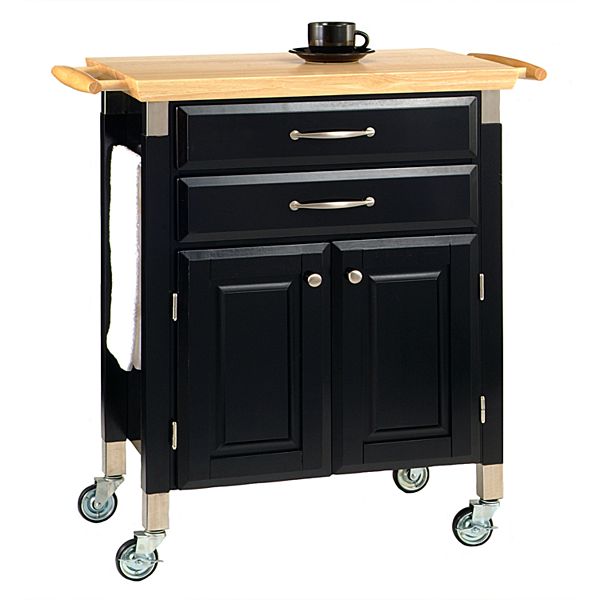 Dolly Madison Prep & Serve Kitchen Cart Natural Wood Top