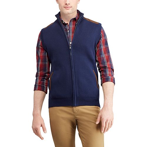 Chaps Mens Cotton-Zip Sweater Vest