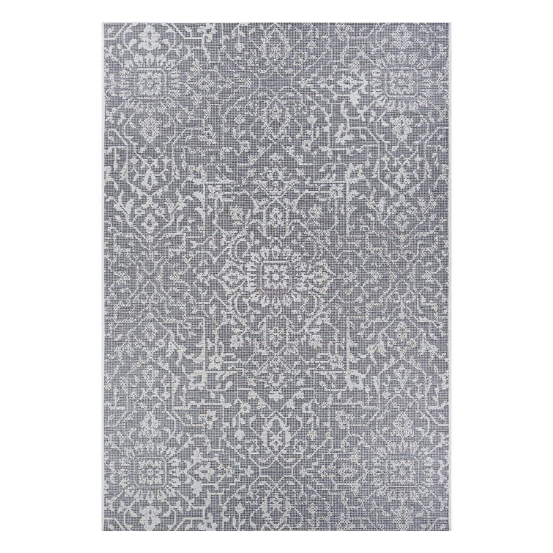 Couristan Monte Carlo Palmette Floral Indoor Outdoor Rug, Grey, 8.5X13 Ft