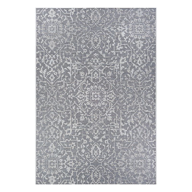 Couristan Monte Carlo Palmette Floral Indoor Outdoor Rug, Grey, 8.5X13 Ft