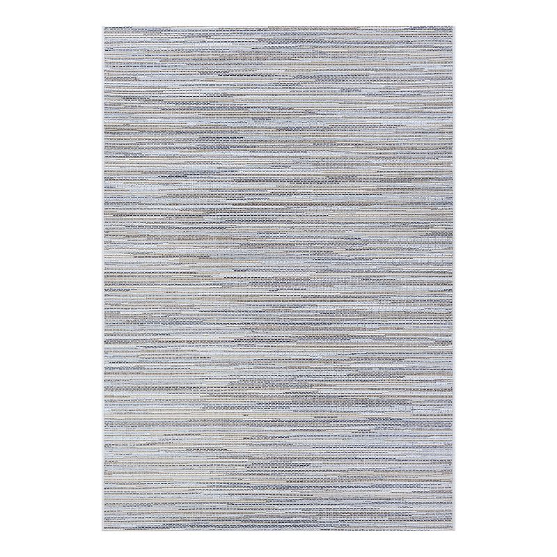 Couristan Monte Carlo Coastal Breeze Striped Indoor Outdoor Rug, Silver, 8.5X13 Ft