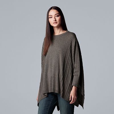 Women s Simply Vera Vera Wang Cable Knit Poncho Sweater