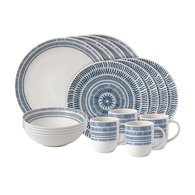 Ed Ellen DeGeneres Crafted by Royal Doulton Chevron 16-Piece Dinnerware Set