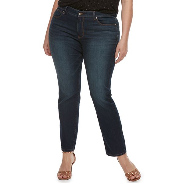 Plus Size Jennifer Lopez MidRise Straight-Leg Jeans