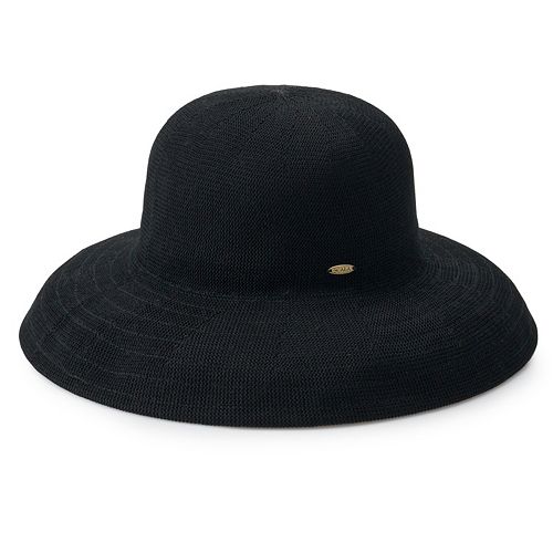 Women's Scala Knit Straw Big Brim Hat