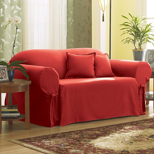 Sure Fit Solid Duck Cloth Sofa Slipcover