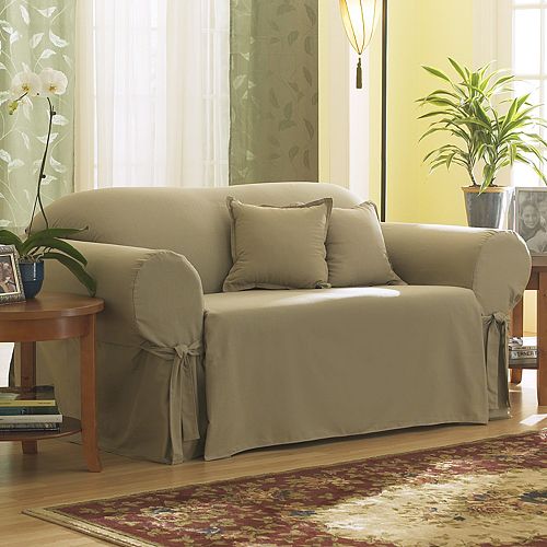 Sure Fit Solid Duck Cloth Sofa Slipcover