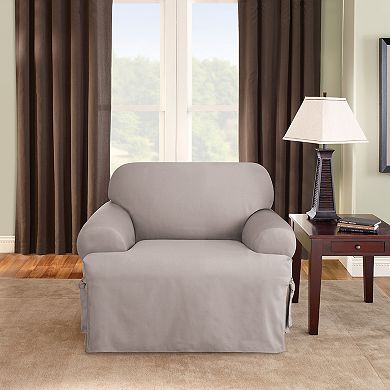 Sure Fit Solid Duck Cloth T-Cushion Chair Slipcover
