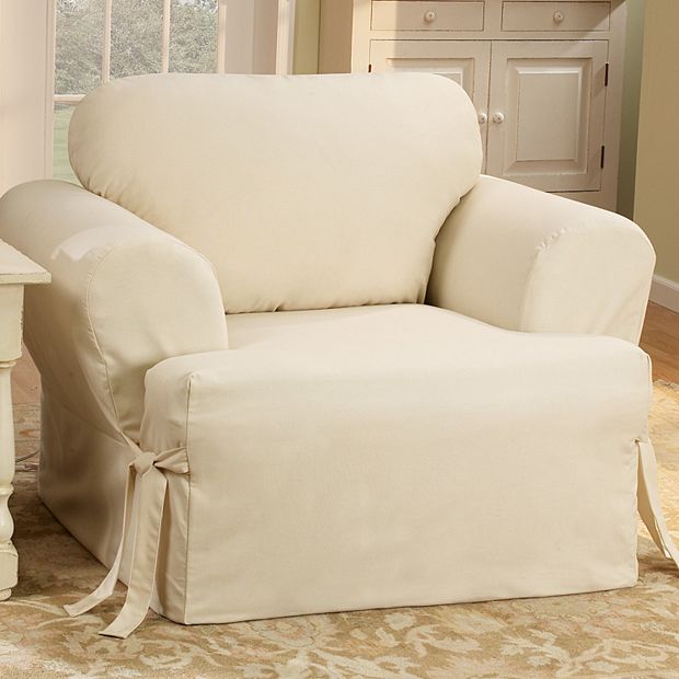 Sure Fit Cotton Duck T-Cushion Sofa Slipcover ,Natural