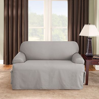 Sure Fit Solid Duck Cloth T-Cushion Loveseat Slipcover