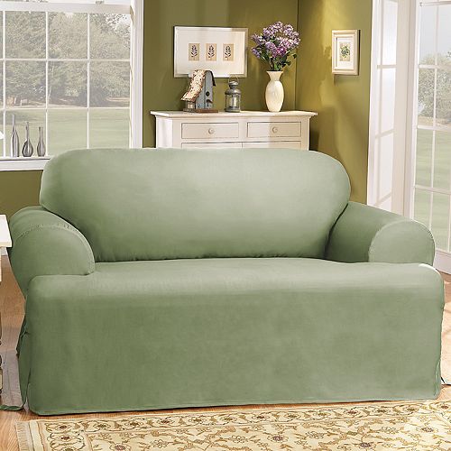 Sure Fit™ Solid Duck ClothTCushion Sofa Slipcover