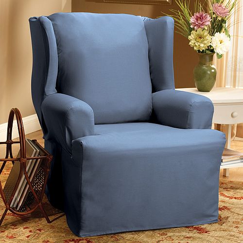 Sure Fit™ Solid Duck ClothWing Chair Slipcover
