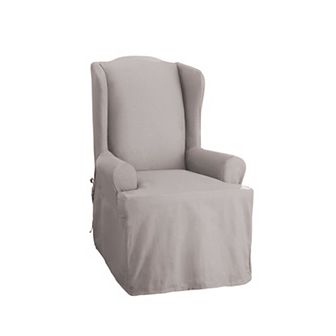 Sure Fit™ Solid Duck Cloth Wing Chair Slipcover