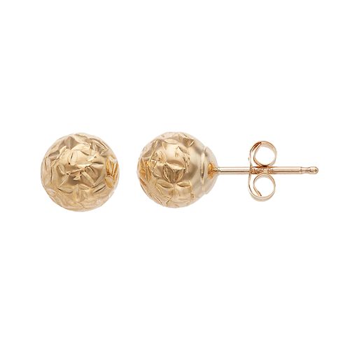 Everlasting Gold 14k Gold Textured Ball Stud Earrings