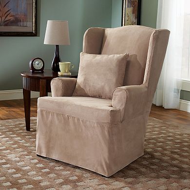 Sure Fit Faux-Suede Wing Chair Slipcover