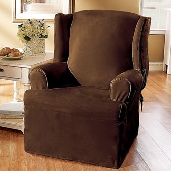 Sure Fit Faux-Suede Wing Chair Slipcover