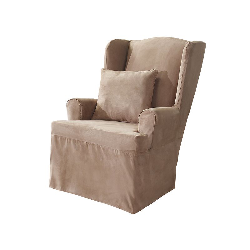 Sure Fit Soft Faux Suede Wing Chair Slipcover