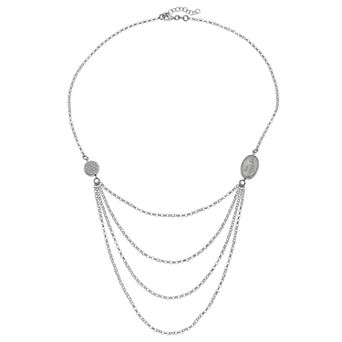Art Gento Sterling Silver Cubic Zirconia Mary Magdalene Swag Necklace