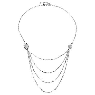Art Gento Sterling Silver Cubic Zirconia Mary Magdalene Swag Necklace