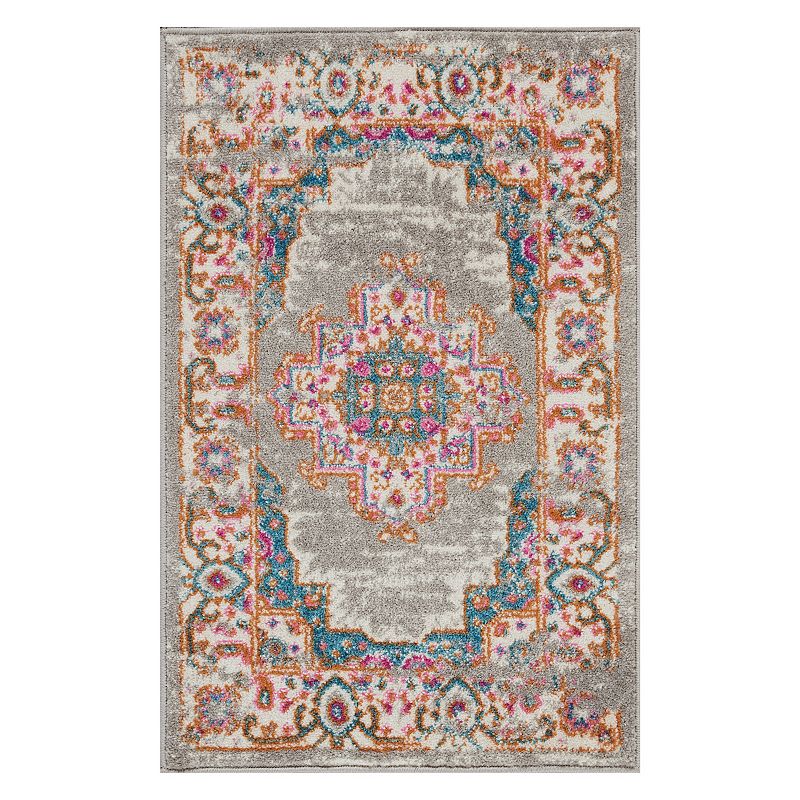 Nourison Passion Bohemian Vintage Rug, Grey, 8Ft Rnd