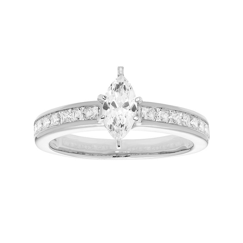14k Gold Marquise Cut 1 Carat T.W. IGL Certified Diamond Engagement Ring, W