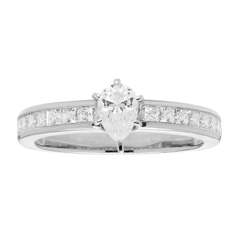 14k Gold Pear Cut 1 Carat T.W. IGL Certified Diamond Engagement Ring, Women