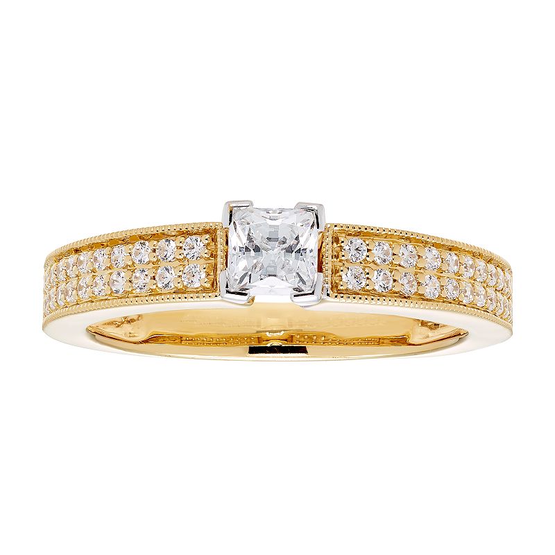 14k Gold Princess Cut 3/4 Carat T.W. IGL Certified Diamond Engagement Ring,