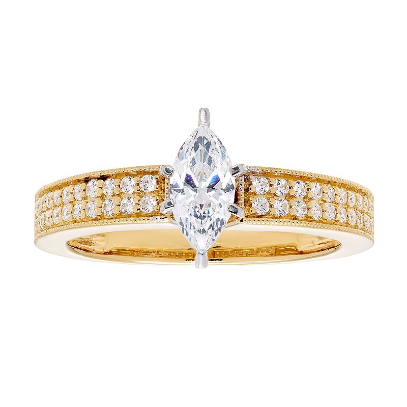 14k Gold Marquise Cut 3/4 Carat T.W. IGL Certified Diamond Engagement Ring,