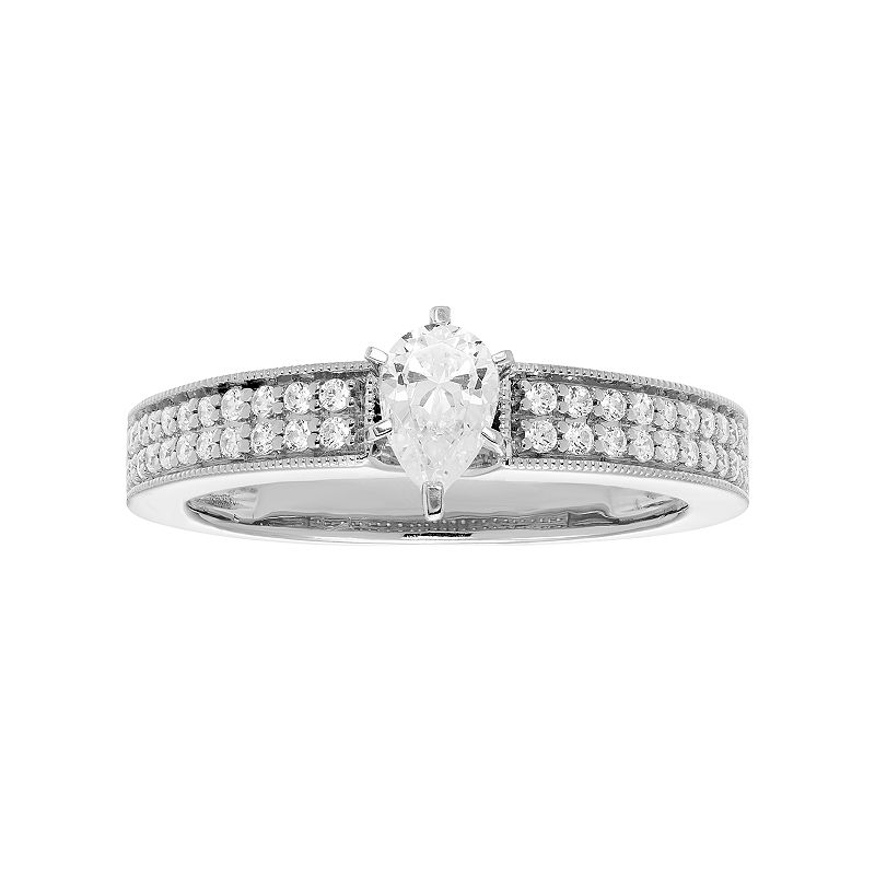 14k Gold Pear Cut 3/4 Carat T.W. IGL Certified Diamond Engagement Ring, Wom