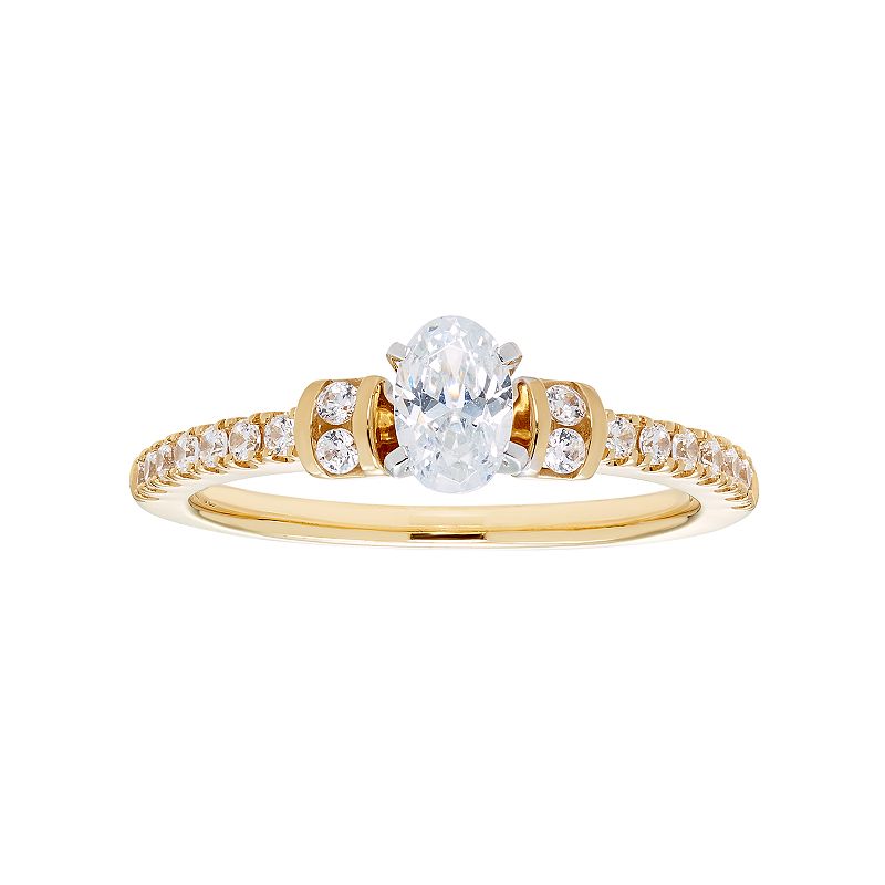 14k Gold Oval Cut 3/4 Carat T.W. IGL Certified Diamond Engagement Ring, Wom