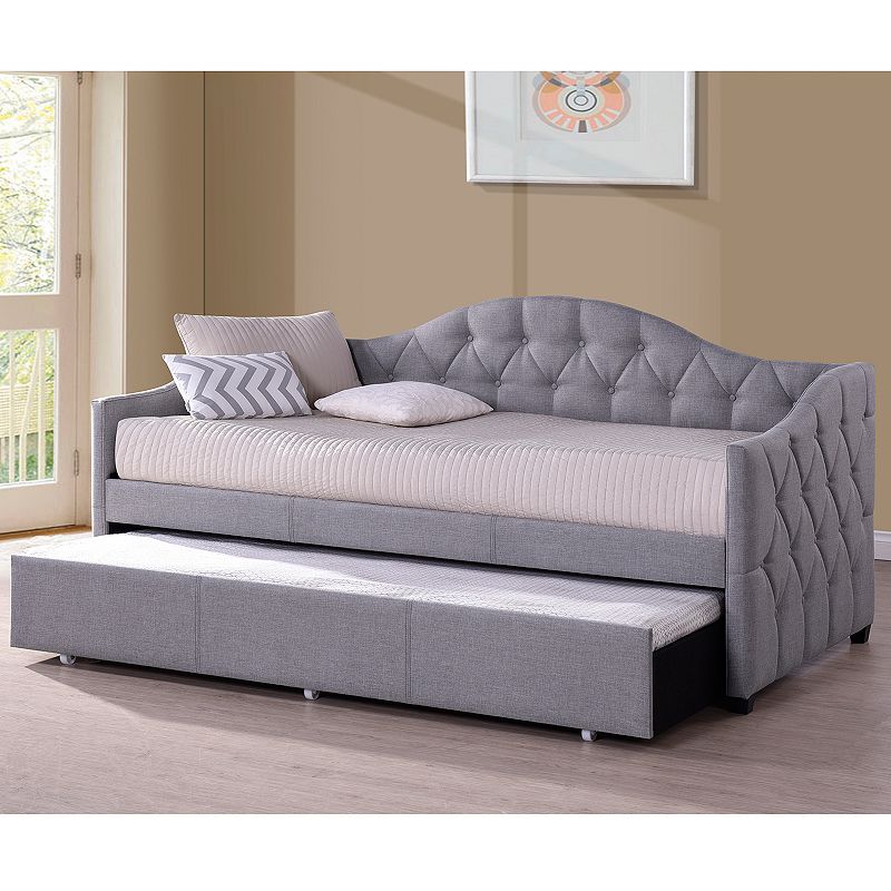 Hillsdale Furniture Jamie Tufted Daybed & Trundle, Grey, Twin